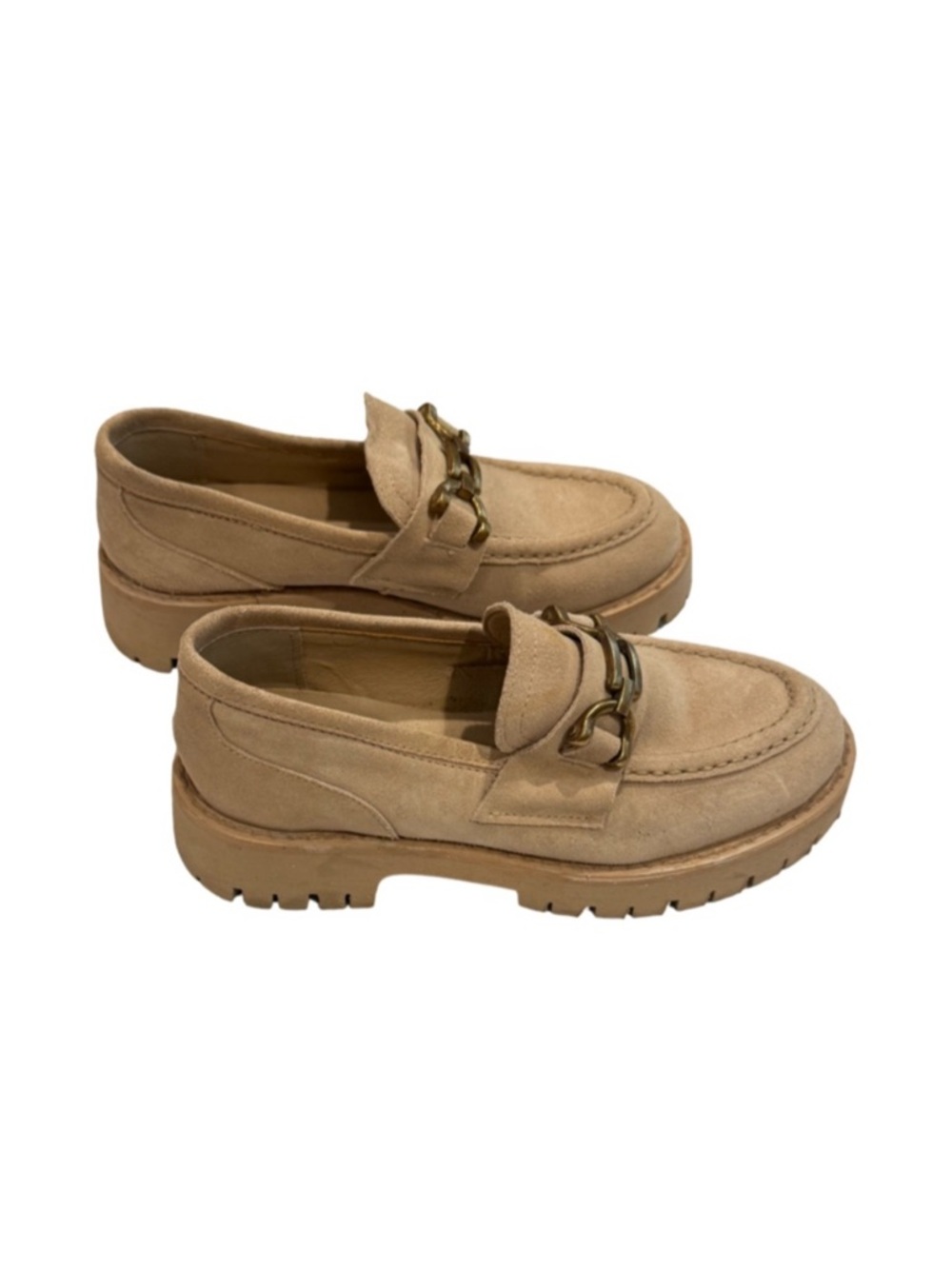 Steve Madden Lyanna Platform Loafer In Tan Suede - Size 6.5 Like NEW! - Picture 3 of 5
